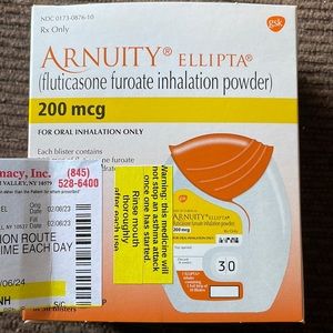 ARNUITY ELLIPTA ASTHMA INHAILER-NEVER OPENED!